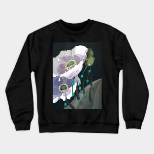 White Opium Poppies Crewneck Sweatshirt